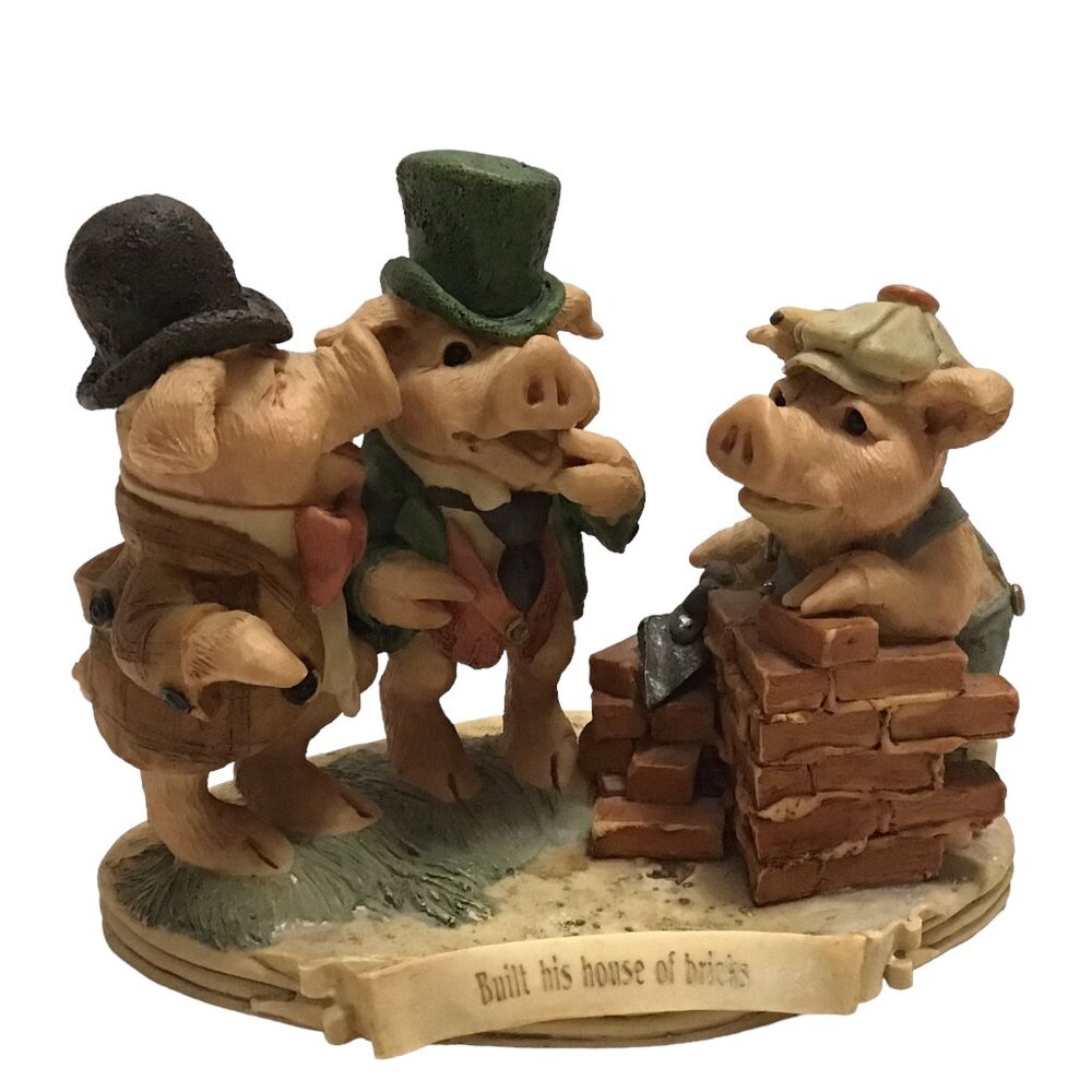 Vtg Built His House of Bricks 3 Little Pigs Figurine 232/3500 United Designs '91